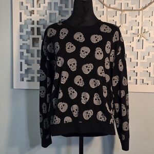 No Boundaries Black Gray All-Over Skull Print Crewneck Sweatshirt L (11-13)